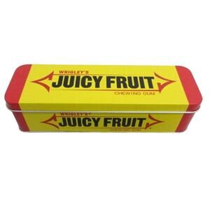 Wrigleys Juicy Fruit Metal Tin Hinged Collectible Storage Advertisement Retro